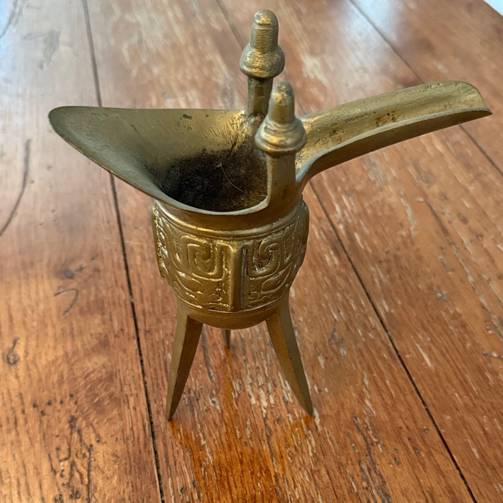 Vintage Brass Chinese Ritual Wine Vessel